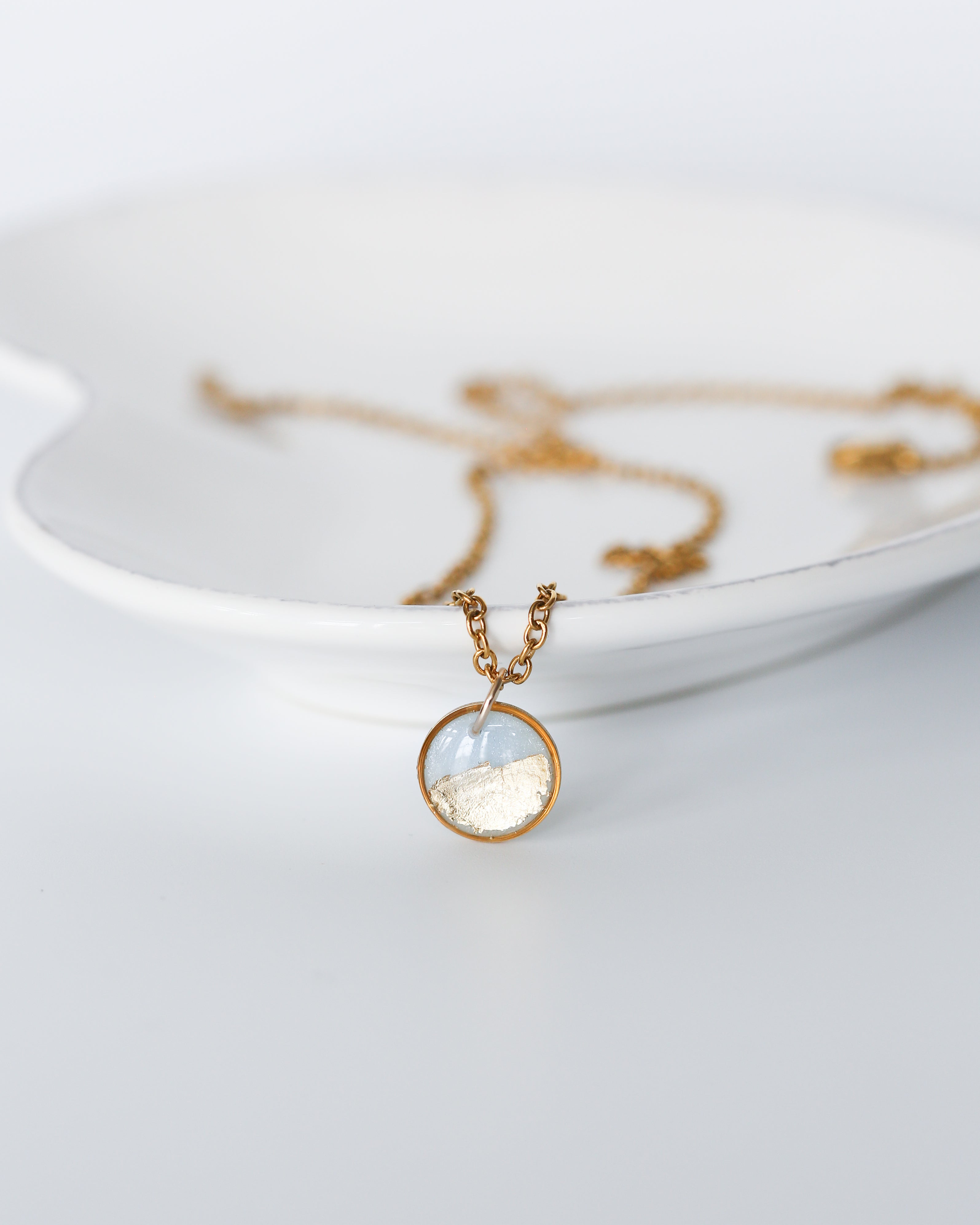Delicate gold pendant and earrings Minimalist jewelry set