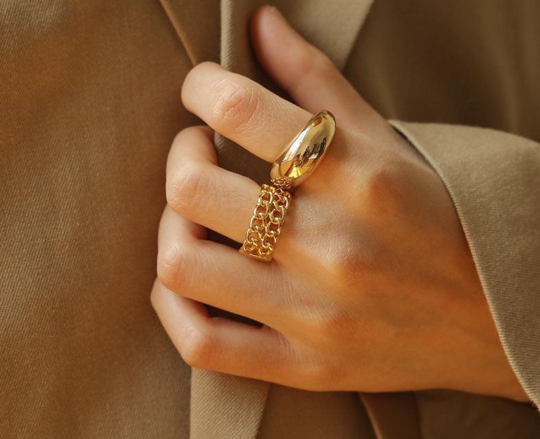 Adjustable chain link ring 18K Gold Filled Ring - Ollijewelry