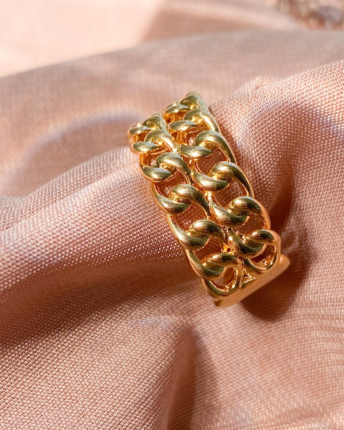 Adjustable chain link ring 18K Gold Filled Ring - Ollijewelry