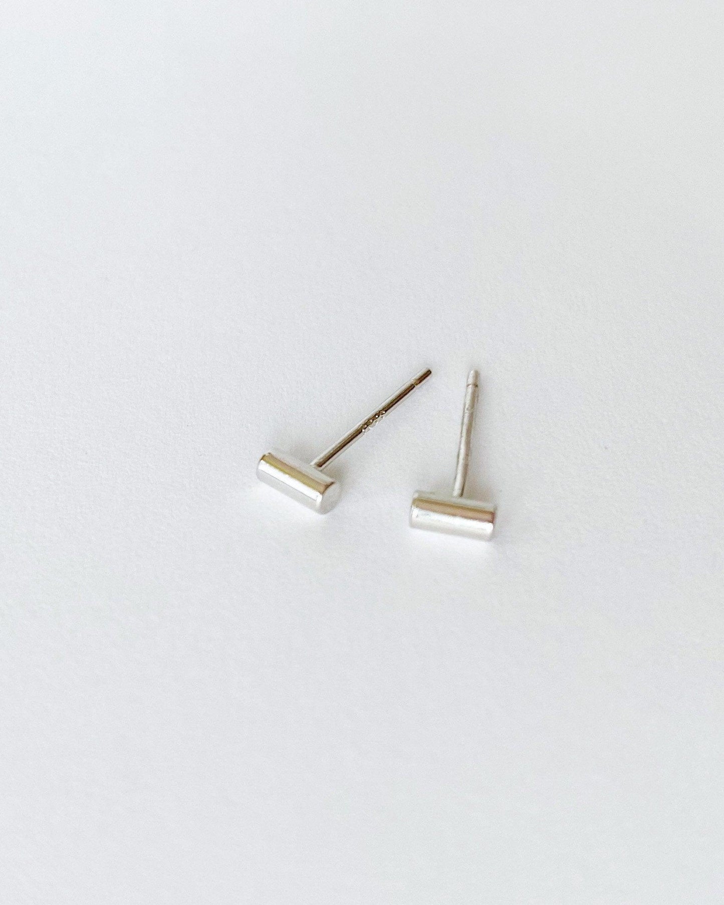 Bar stud earrings 925 sterling silver, Handmade jewelry - Ollijewelry