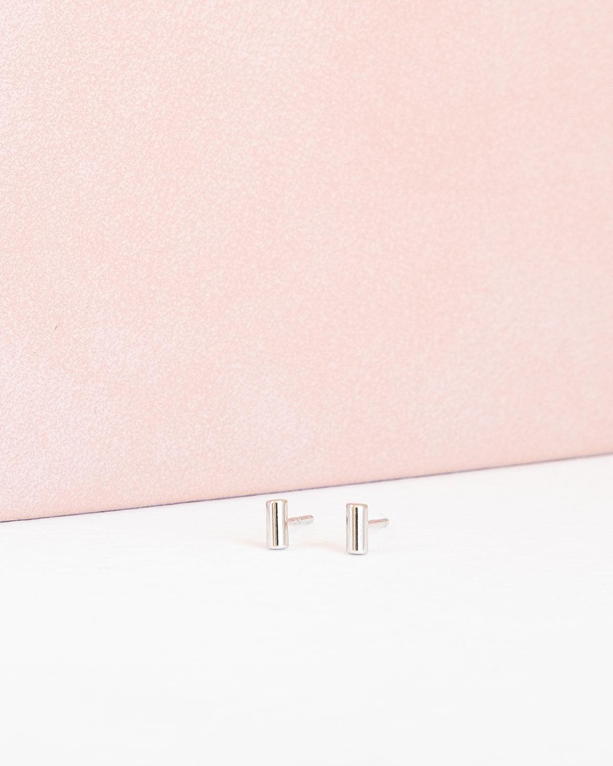 Bar stud earrings 925 sterling silver, Handmade jewelry - Ollijewelry