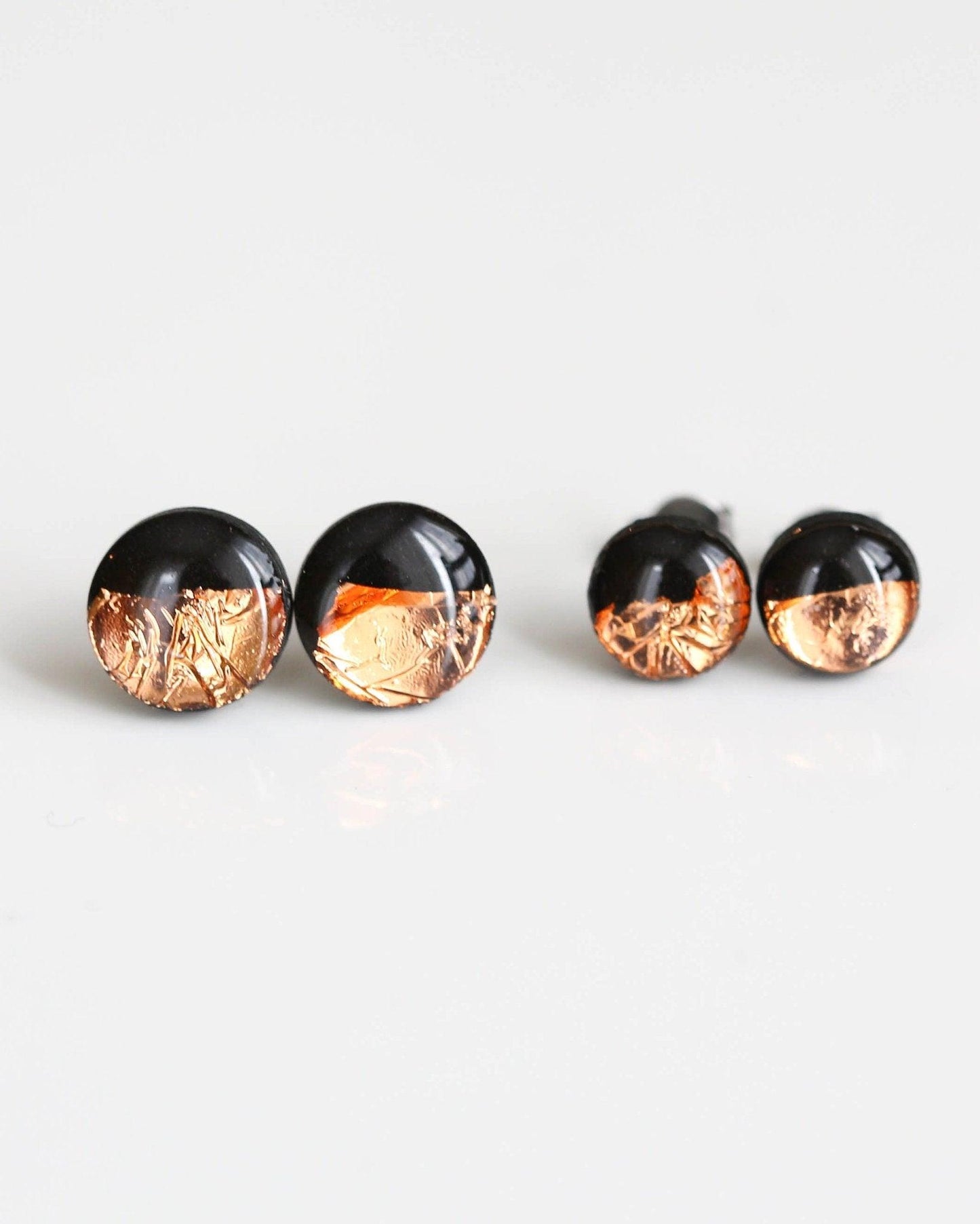 Black and rose gold stud earrings - Ollijewelry