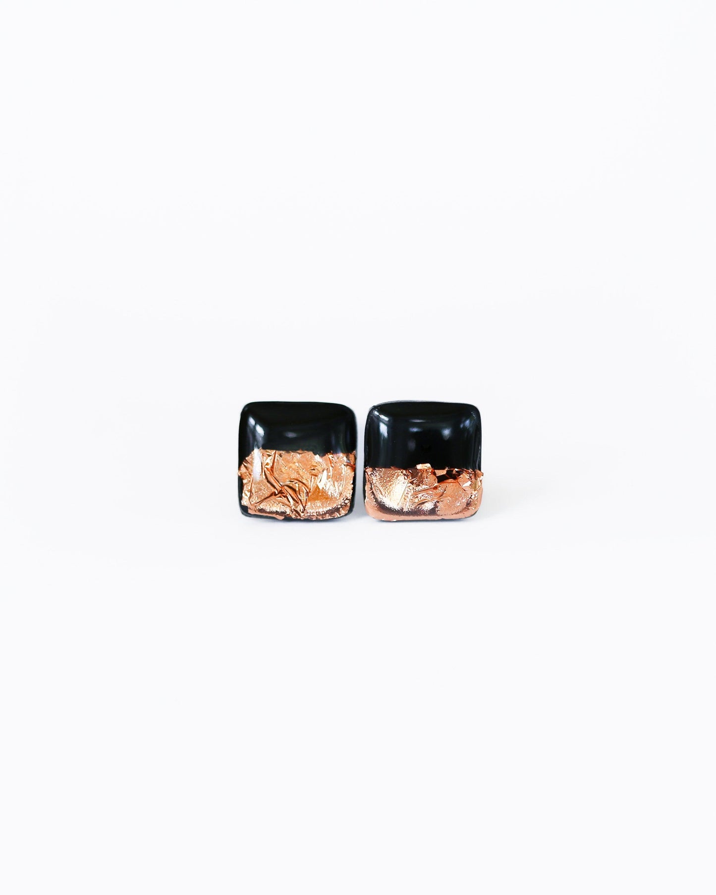 Black square studs earrings - Ollijewelry