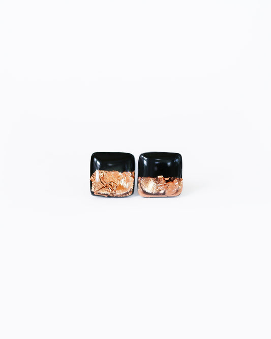 Black square studs earrings - Ollijewelry