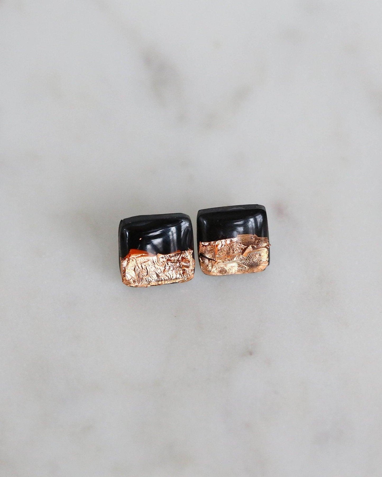 Black square studs earrings - Ollijewelry