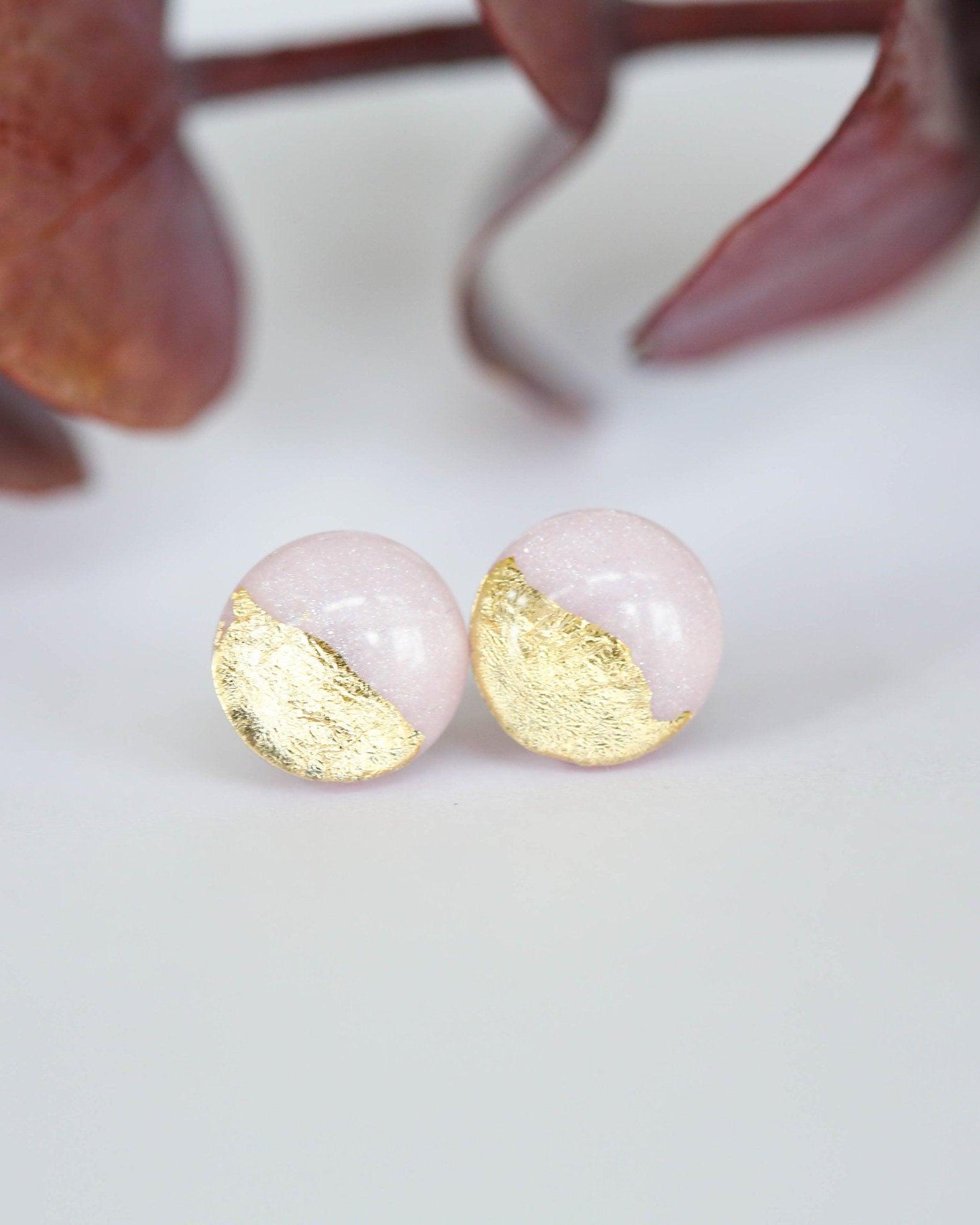 Blush pink stud earrings - Ollijewelry