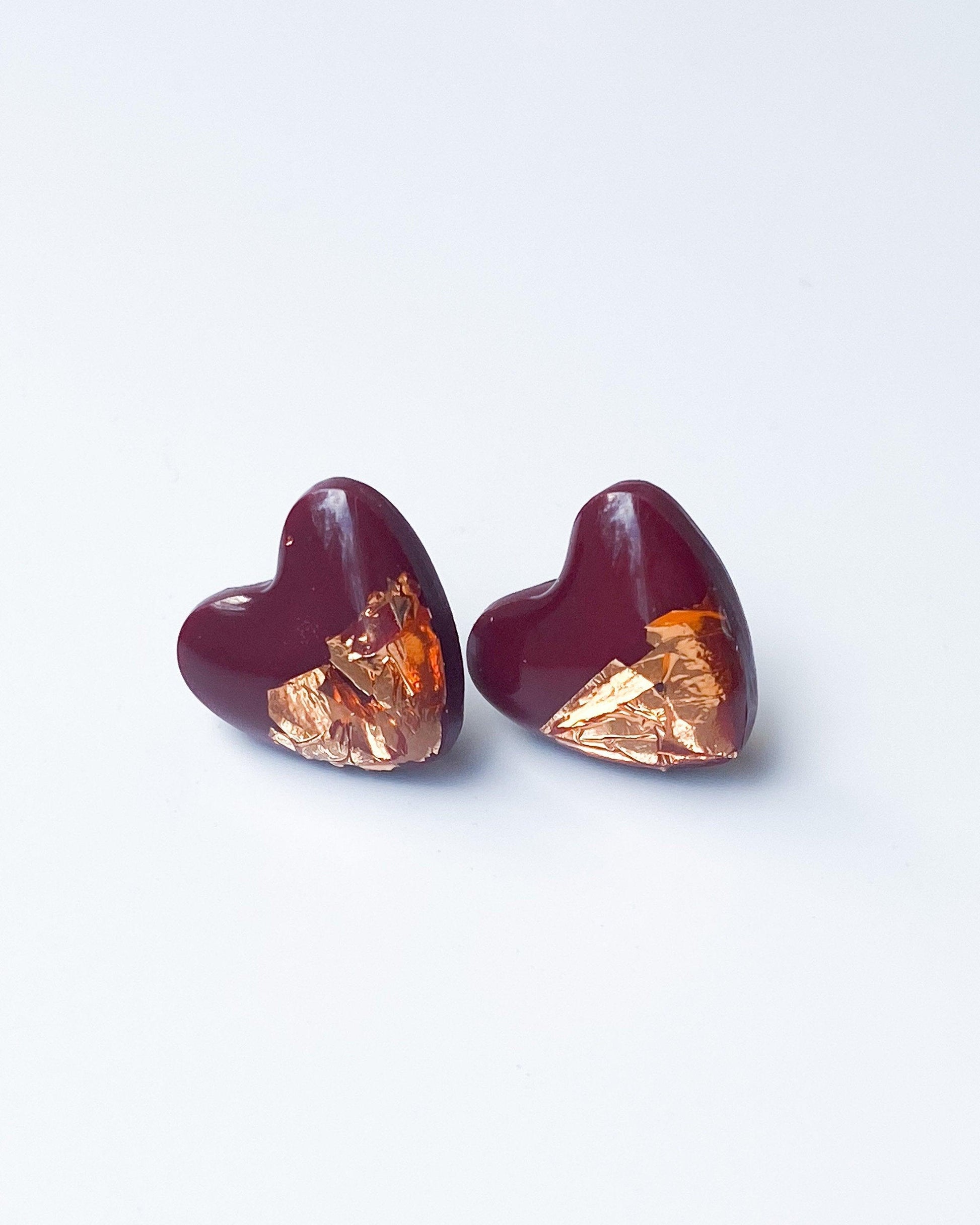 Burgundy stud earrings - Ollijewelry