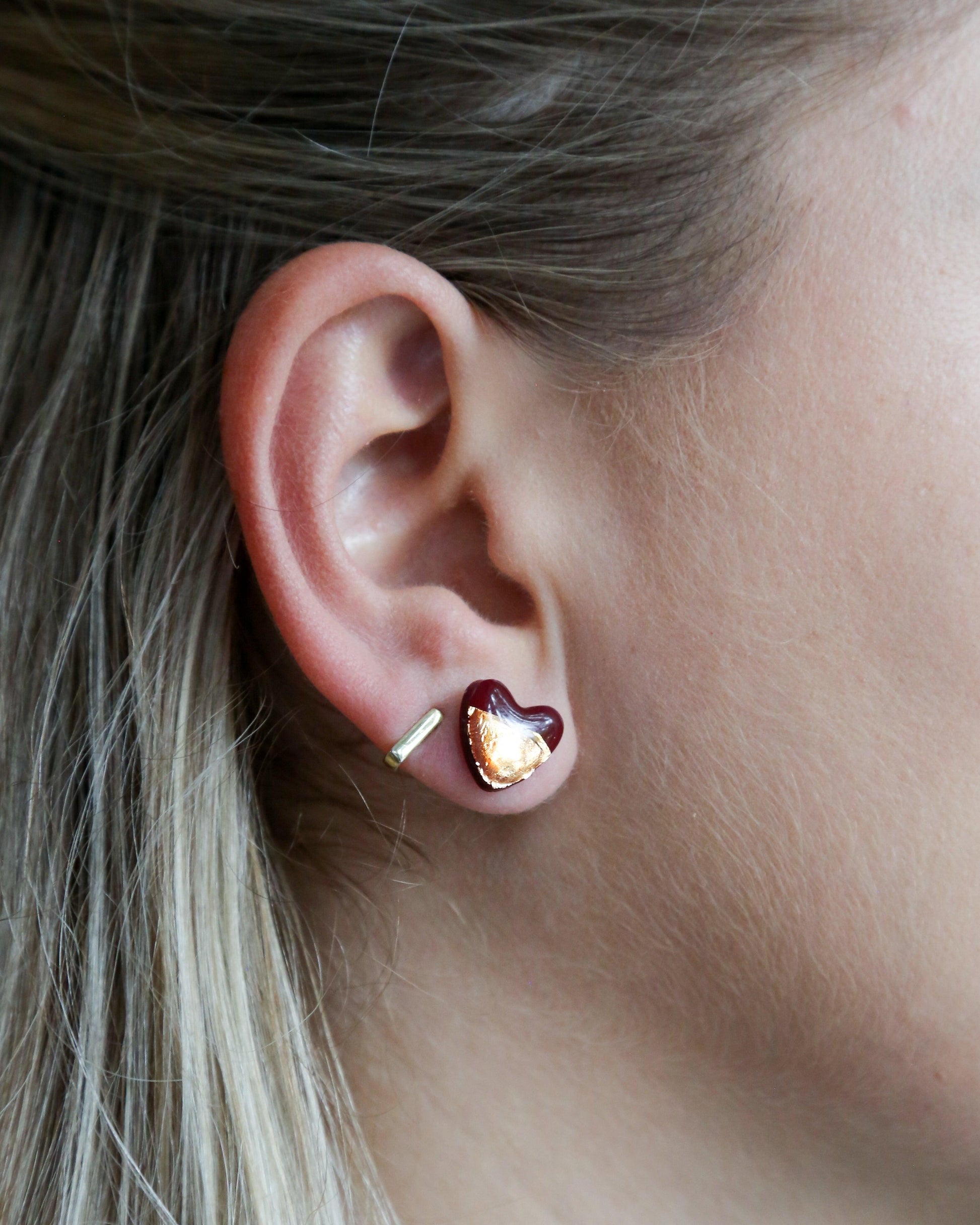 Burgundy stud earrings - Ollijewelry