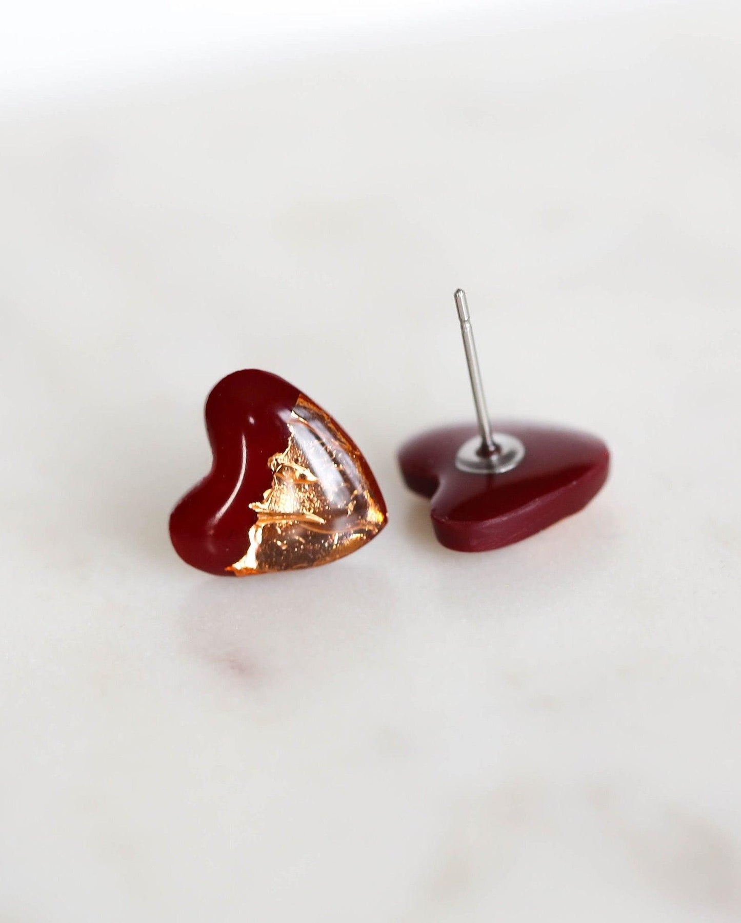 Burgundy stud earrings - Ollijewelry