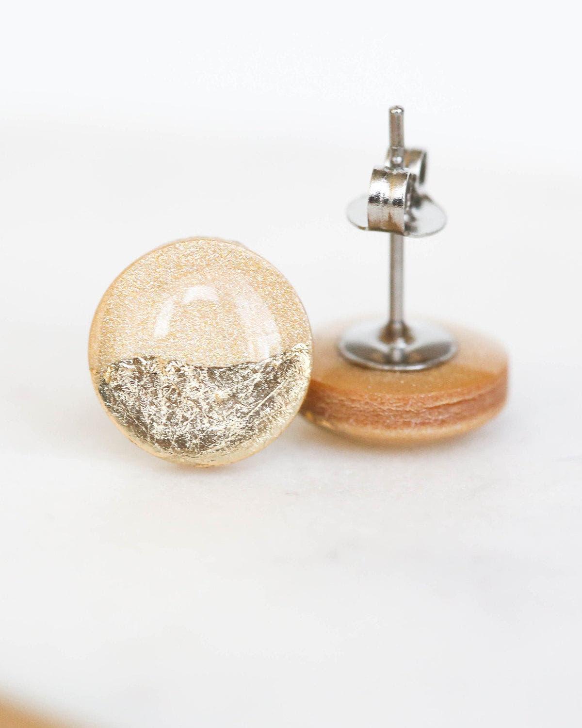 Champagne sparkly gold studs - Ollijewelry