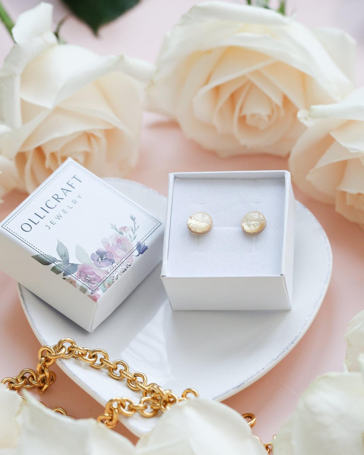 Champagne sparkly gold studs - Ollijewelry