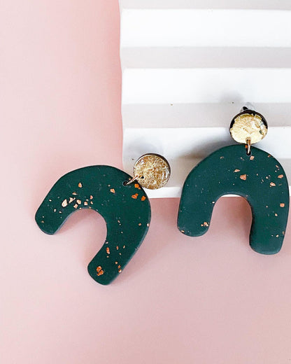 Chunky arch statement earrings with stainless steel posts - Ollijewelry