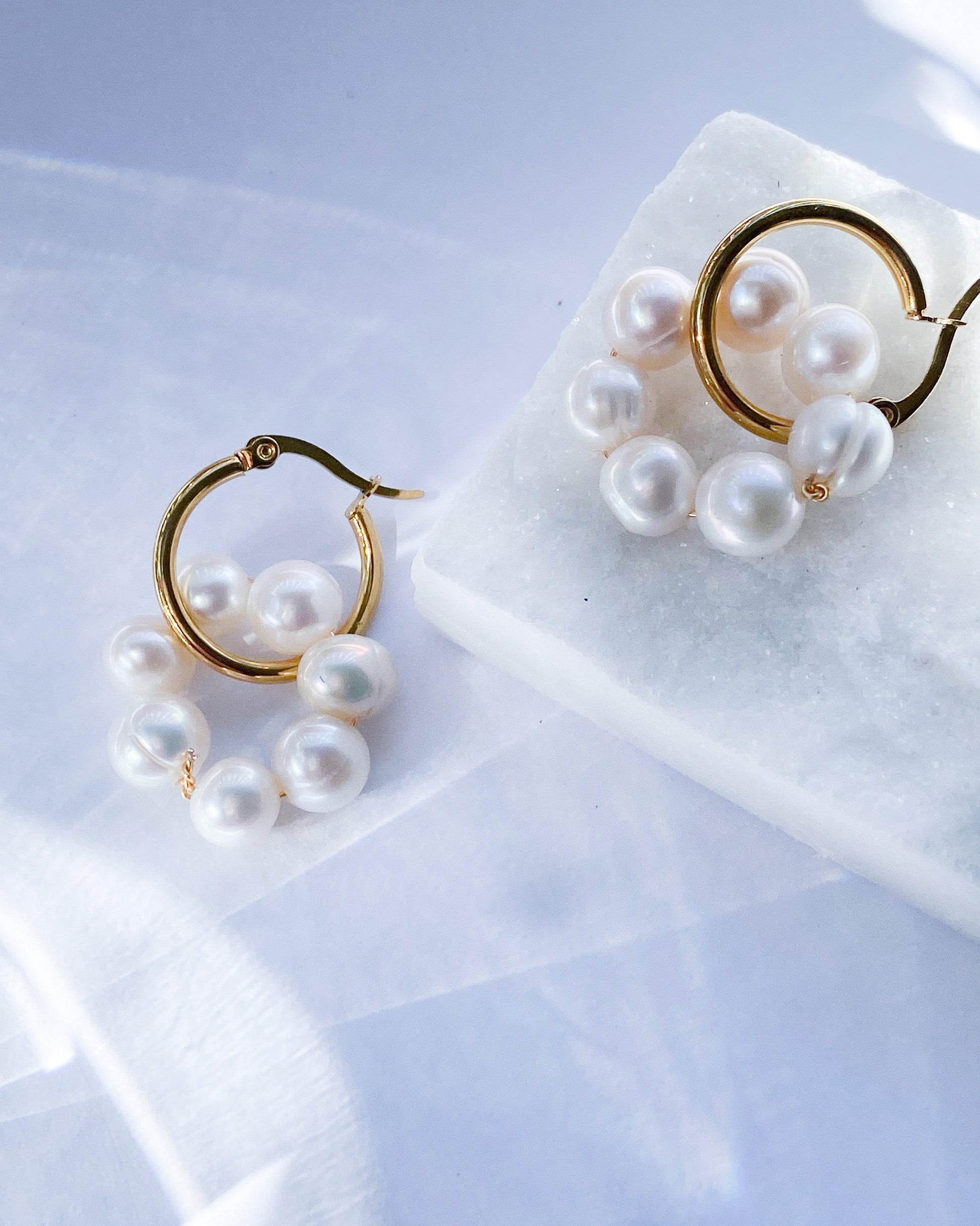 Chunky hoops with pearls - Ollijewelry