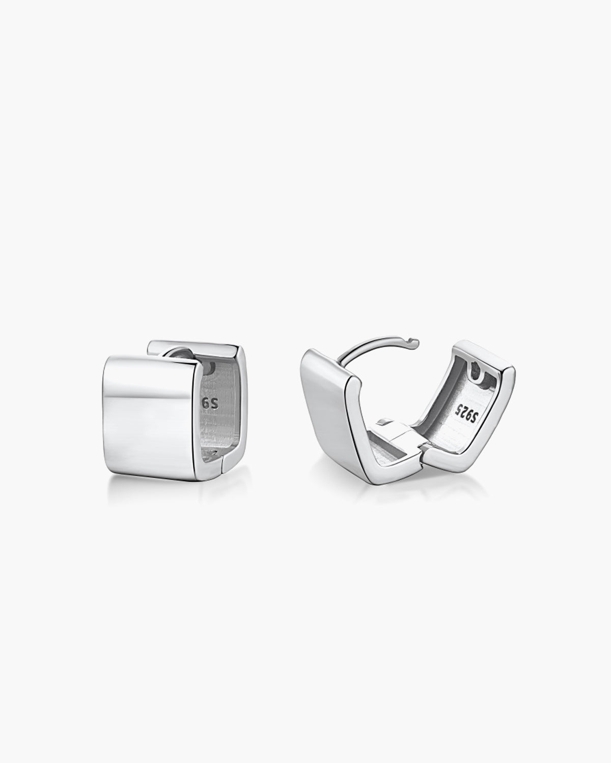 Cube hoop sterling silver earrings rhodium plated jewelry - Ollijewelry