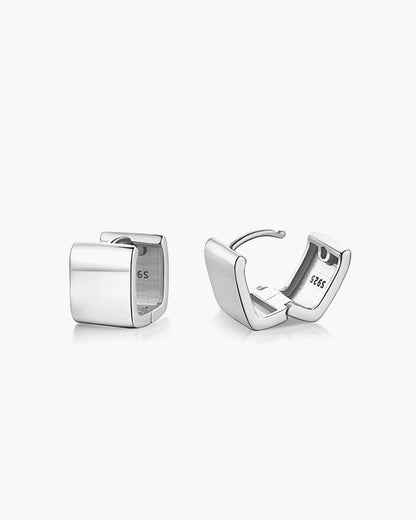 Cube hoop sterling silver earrings rhodium plated jewelry - Ollijewelry
