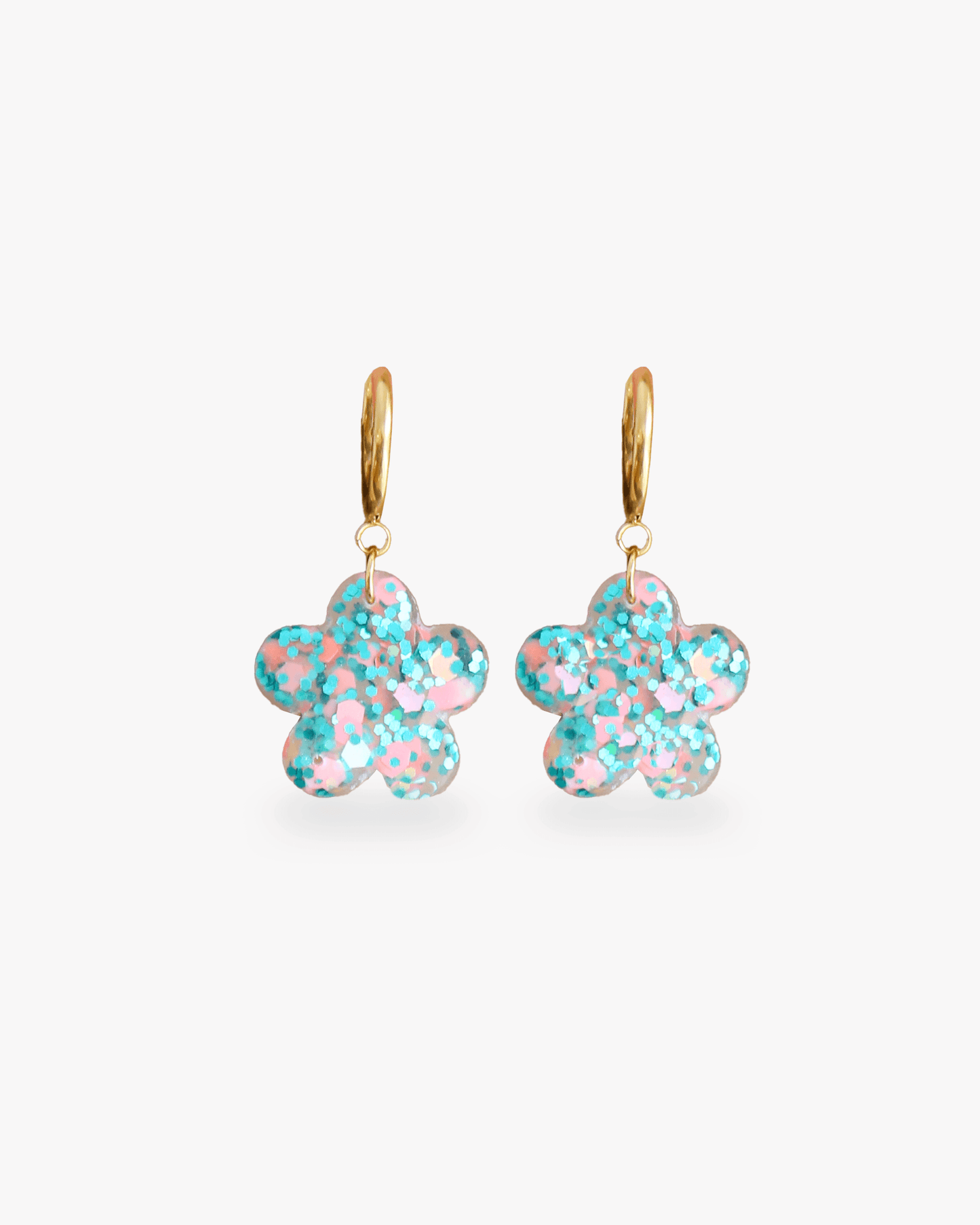 Cute flower statement earrings made from crystal resin, Handmade jewelry - Ollijewelry