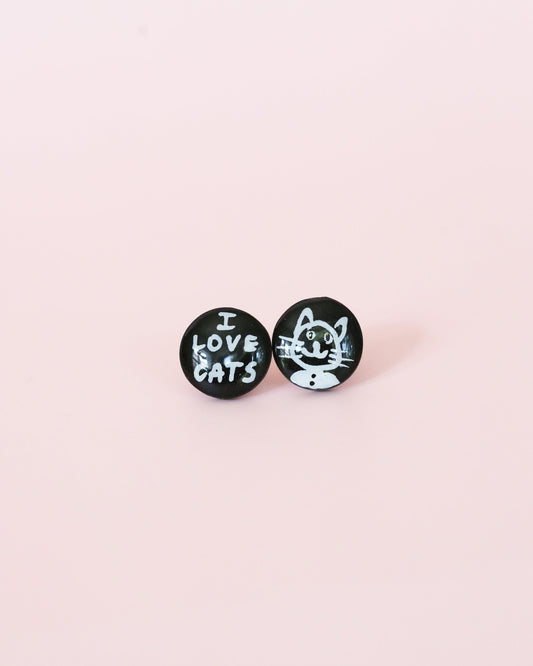 Delicate animal hand painted studs, surgical steel earrings - Ollijewelry