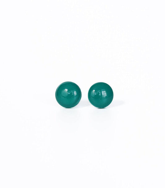 Emerald green studs with surgical steel posts - Ollijewelry