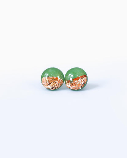 Emerald green surgical steel earrings, Handmade jewelry - Ollijewelry