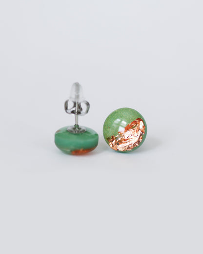 Emerald green surgical steel earrings, Handmade jewelry - Ollijewelry