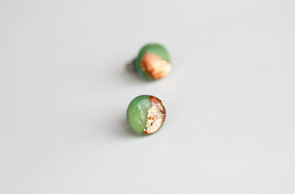 Emerald green surgical steel earrings, Handmade jewelry - Ollijewelry