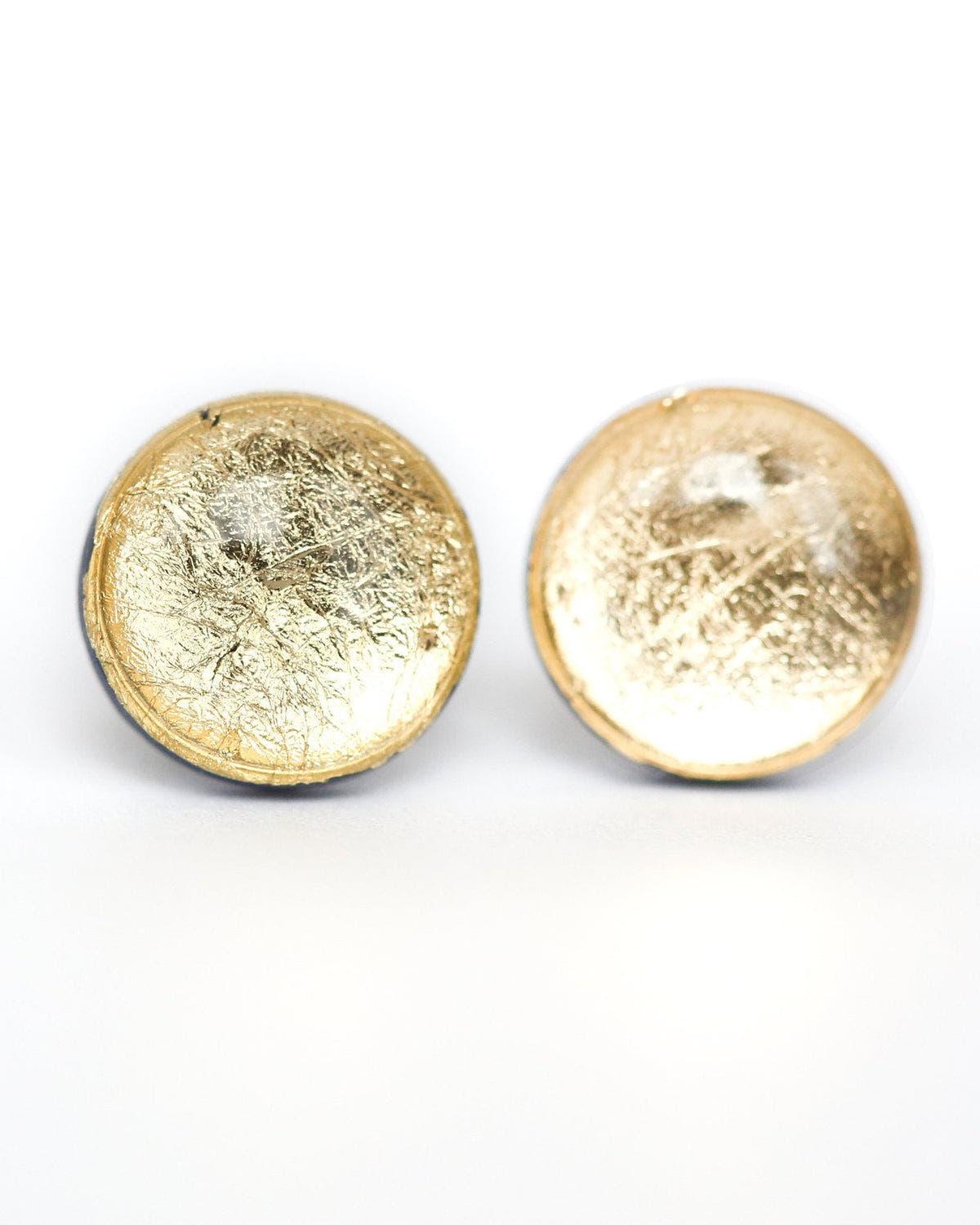 Gold foil earrings with black base - Ollijewelry