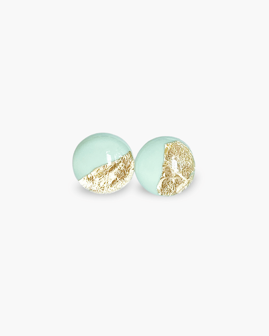 Gold mint bridesmaid studs earrings - Ollijewelry