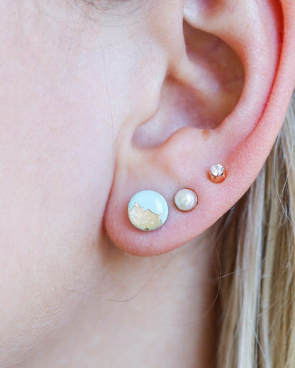 Gold mint studs 8mm earrings Handmade jewelry - Ollijewelry