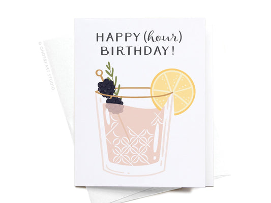 Happy (Hour) Birthday! Cocktail Greeting Card - Ollijewelry