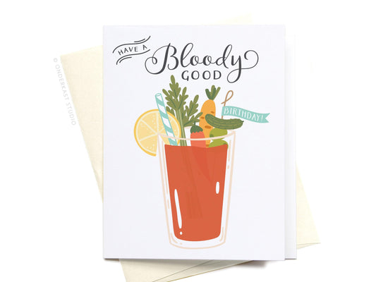 Have a Bloody Good Birthday! Bloody Mary Greeting Card - Ollijewelry