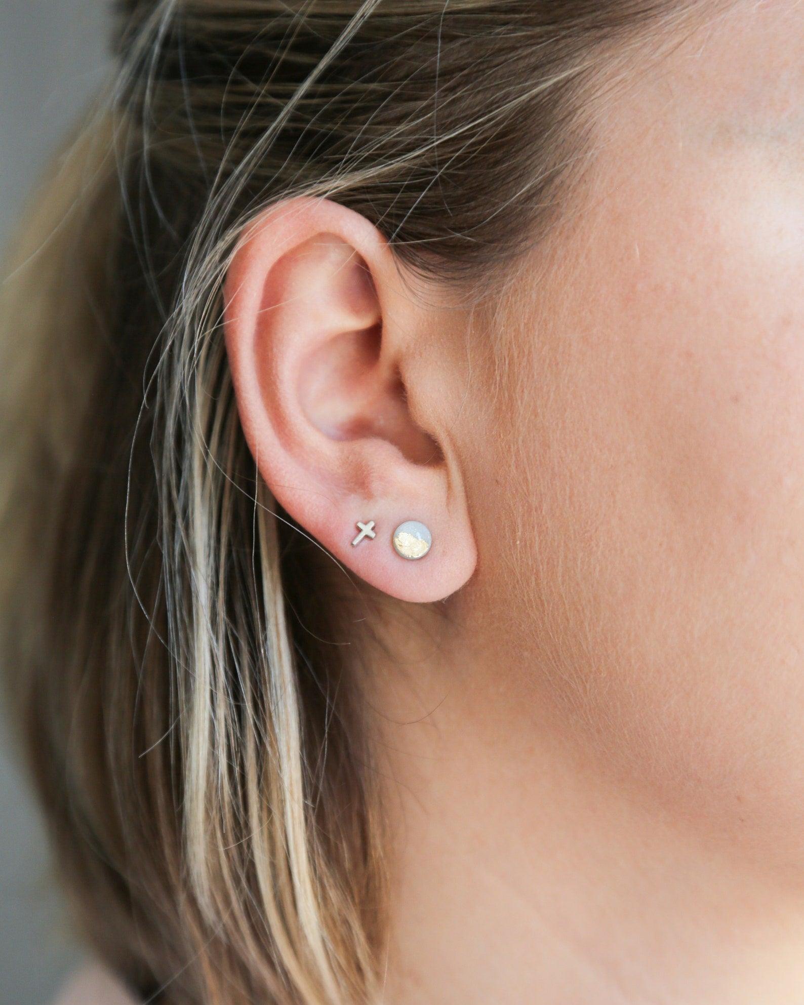 Delicate surgical steel earrings, Hypoallergenic studs for sensitive ears