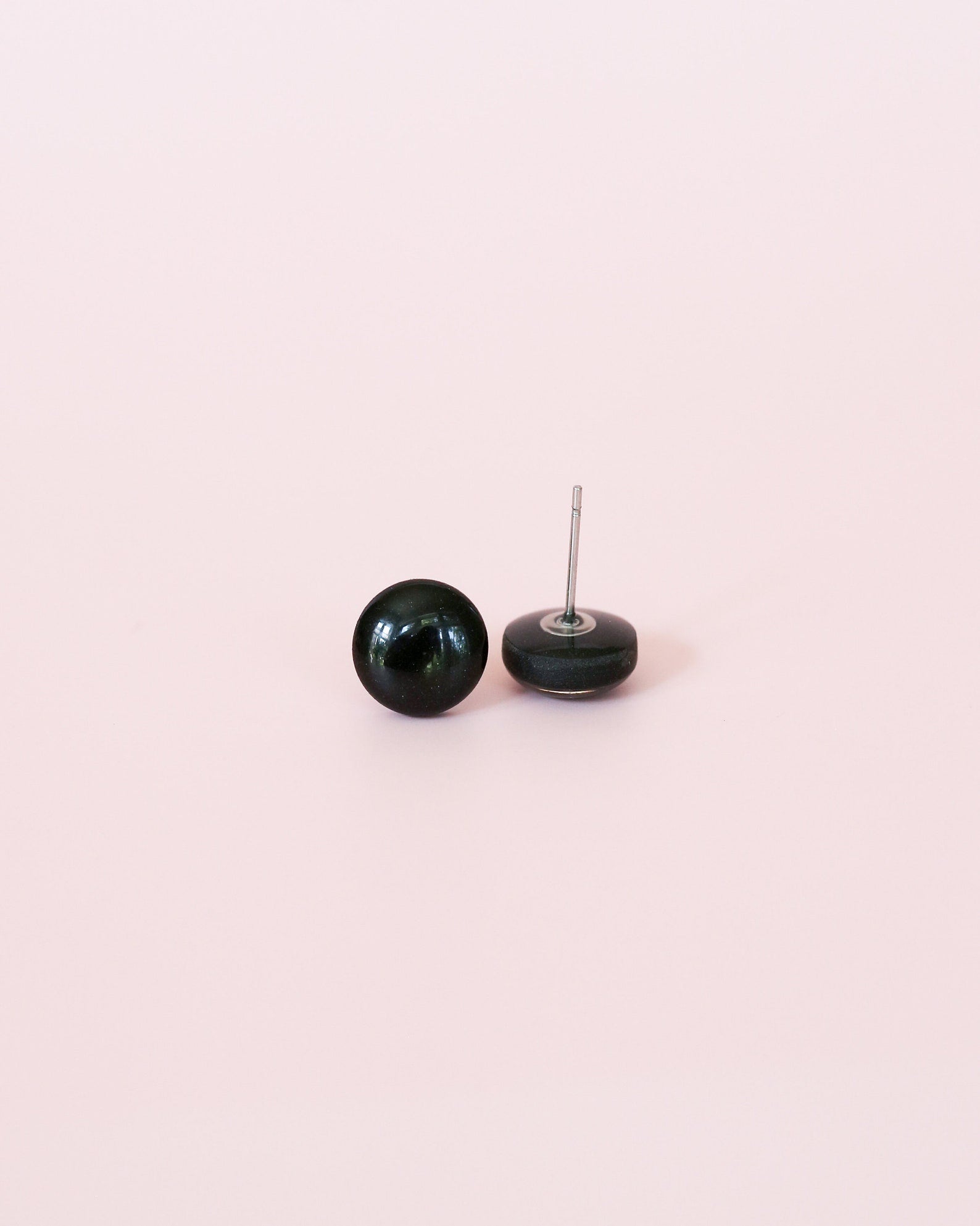 Simple black round studs for sensitive ears