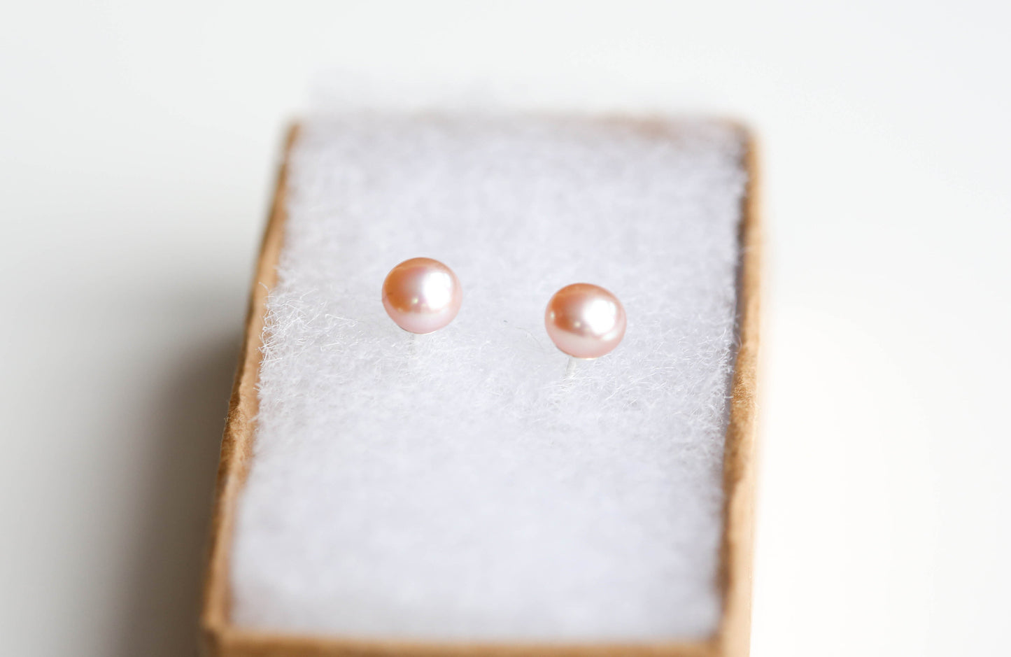 Pearl pink studs earrings with silver posts freeshipping - Ollijewelry