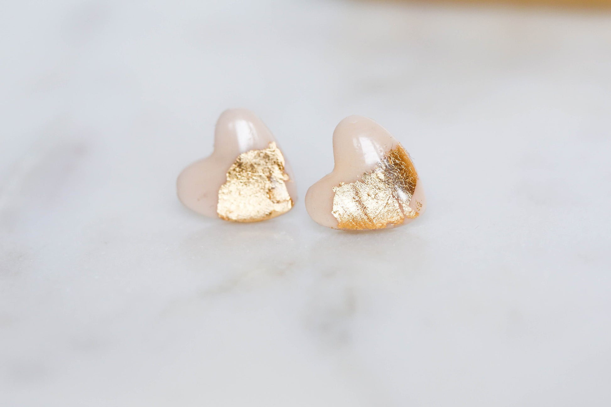 Rose and gold heart studs earrings freeshipping - Ollijewelry