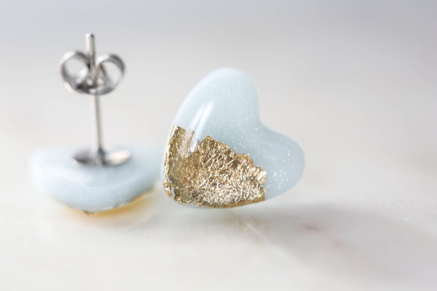 Sky blue heart studs earrings freeshipping - Ollijewelry