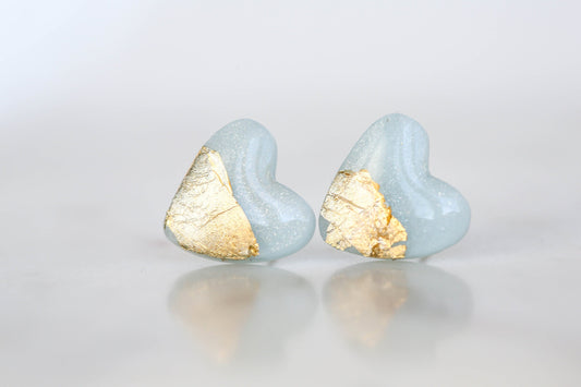 Sky blue heart studs earrings freeshipping - Ollijewelry