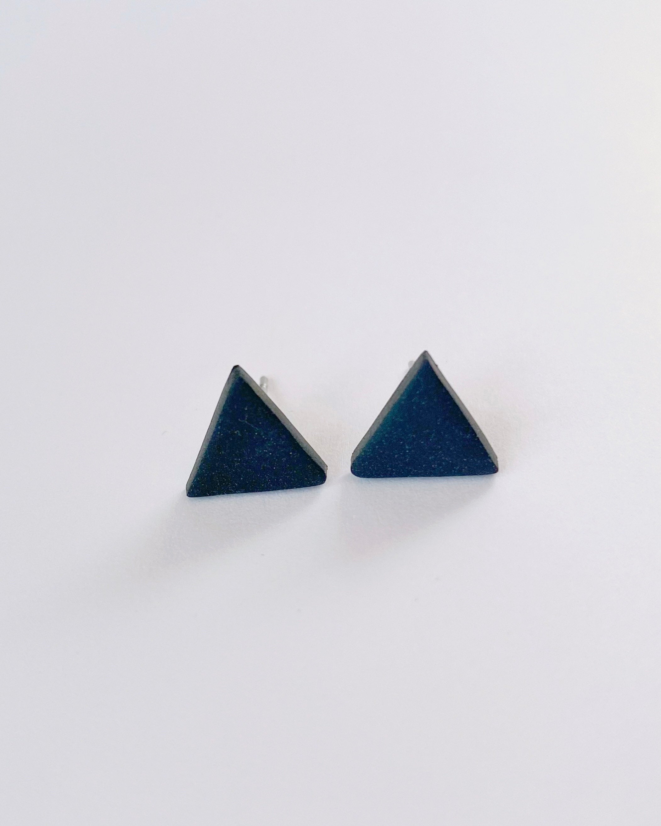 Black triangle earrings matt studs freeshipping - Ollijewelry