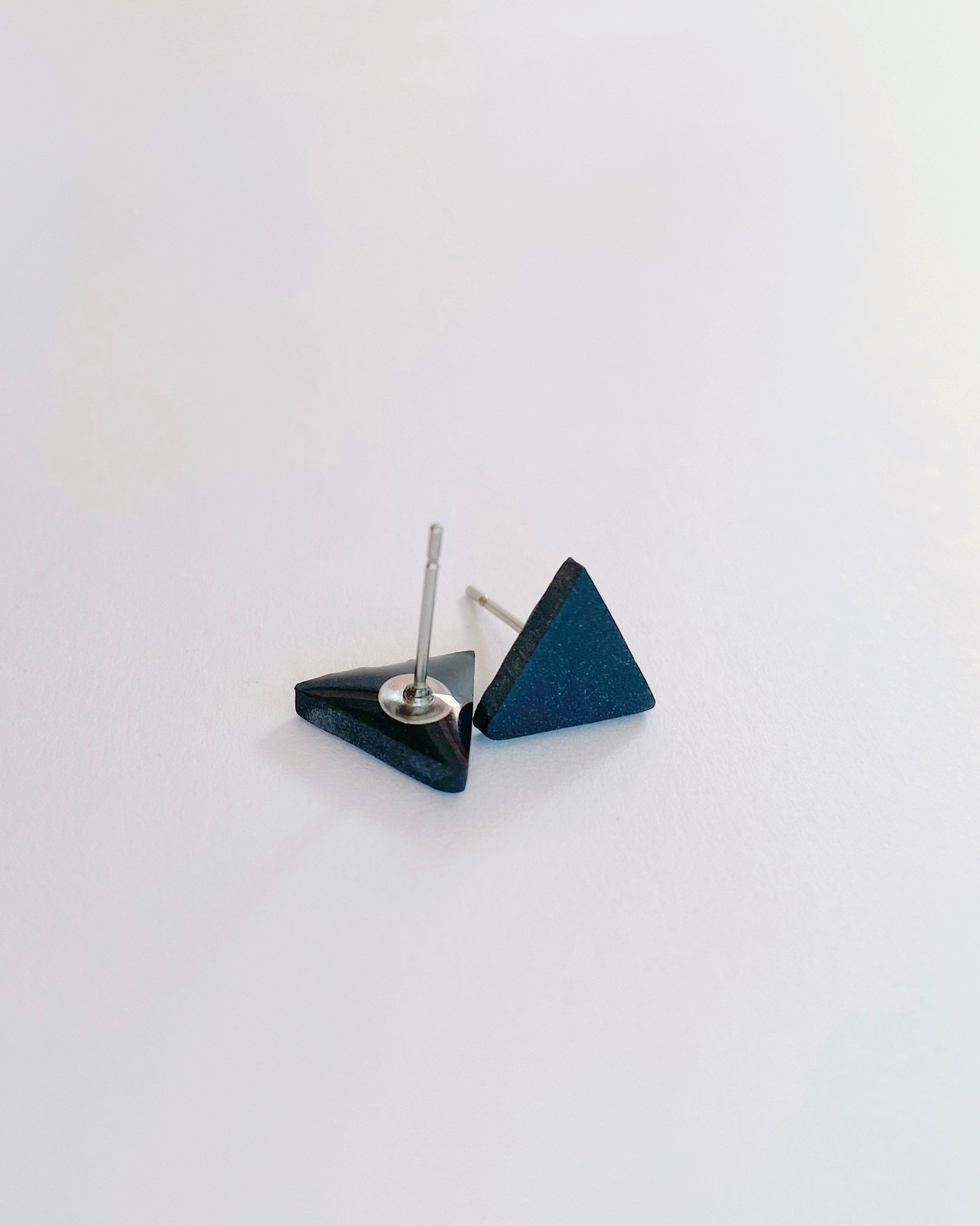 Black triangle earrings matt studs freeshipping - Ollijewelry