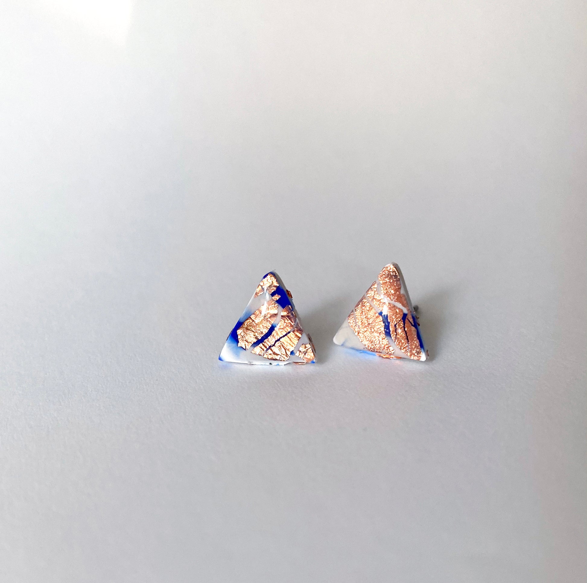 Marble triangle earrings with gold foil freeshipping - Ollijewelry