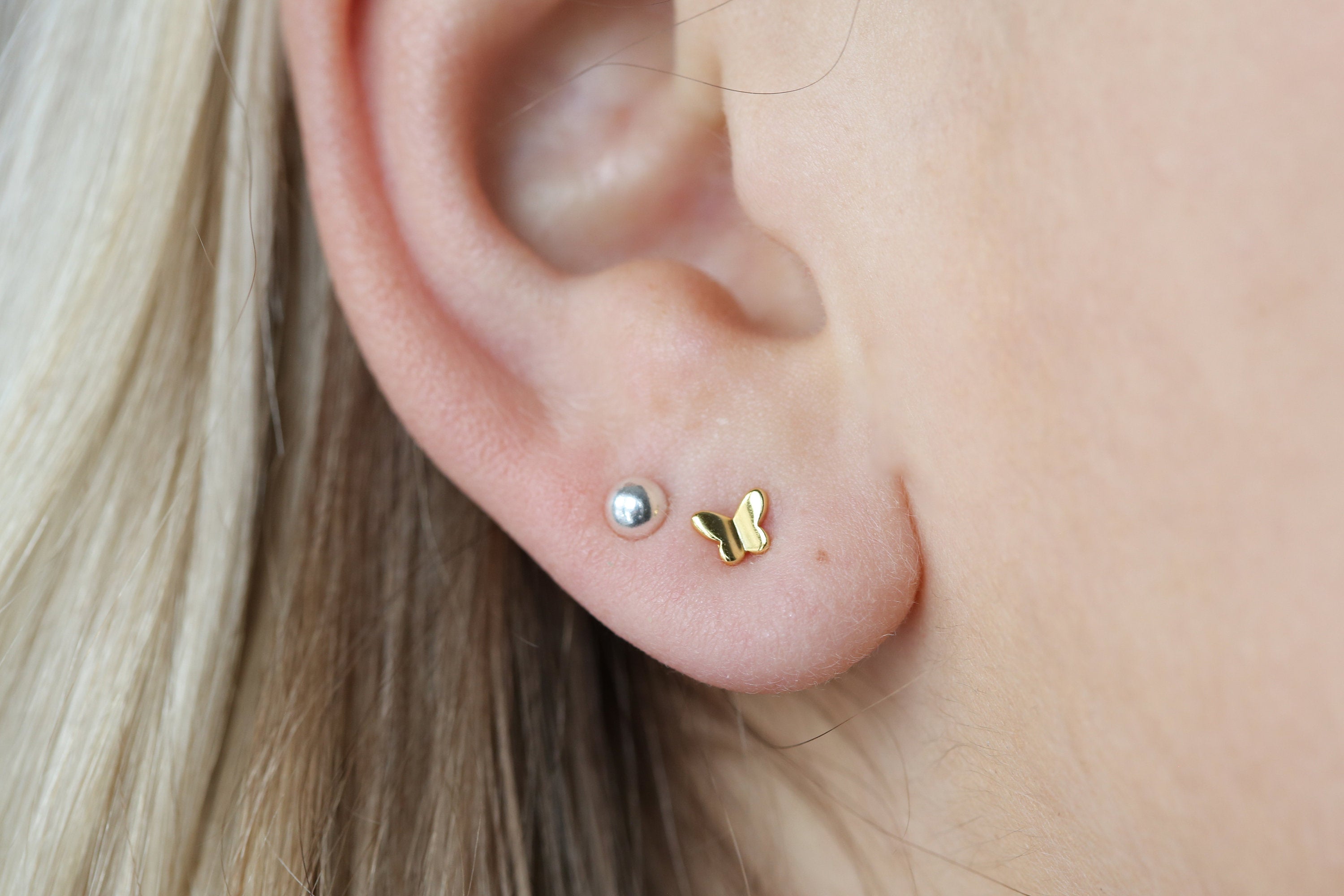 Tiny butterfly gold earrings freeshipping - Ollijewelry