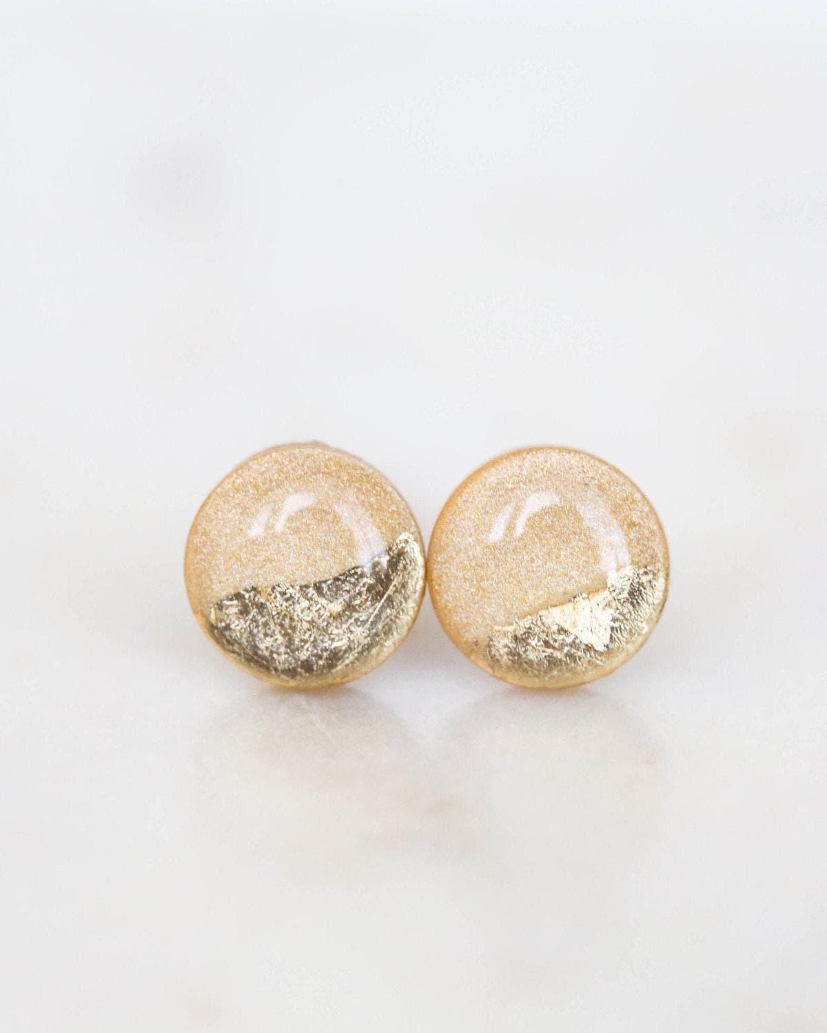 Champagne sparkly gold studs freeshipping - Ollijewelry