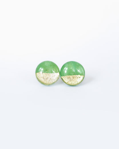 Emerald green surgical steel earrings, Handmade jewelry - Ollijewelry