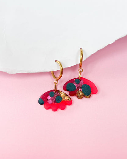 Delicate floral statement earrings made from crystal resin - Ollijewelry