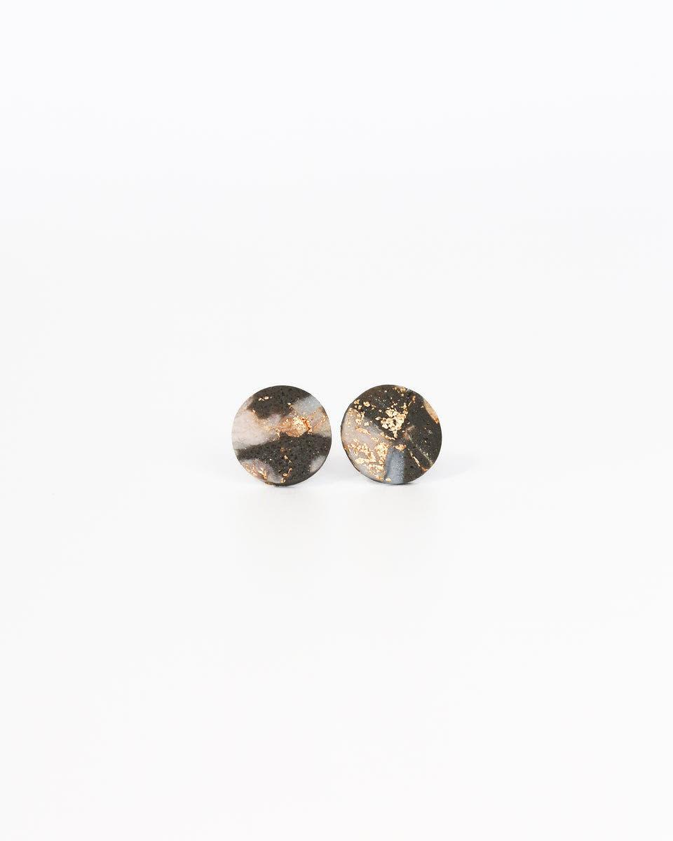 Marble studs earrings with surgical stainless steel posts - Ollijewelry