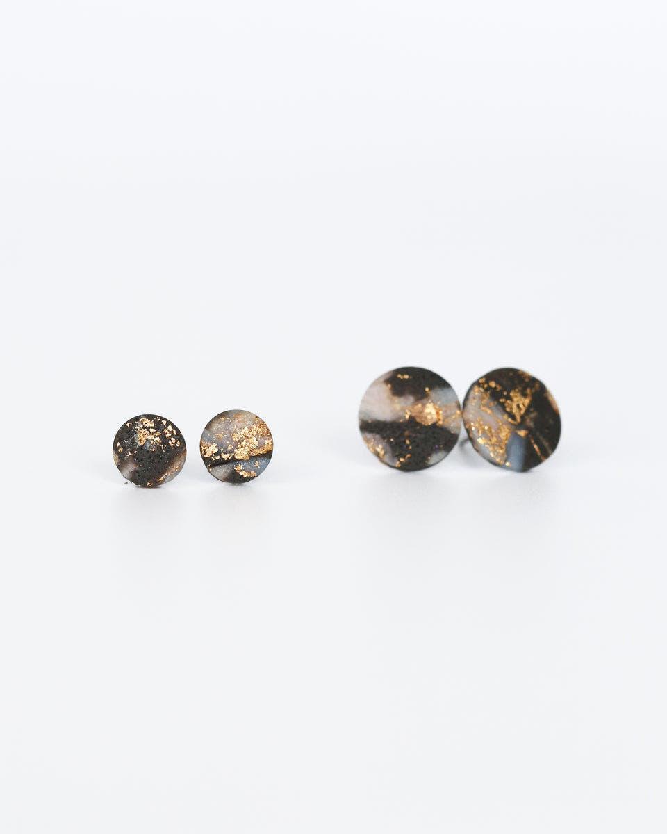 Marble studs earrings with surgical stainless steel posts - Ollijewelry