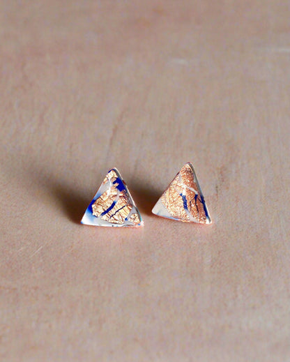 Marble triangle earrings with gold foil - Ollijewelry
