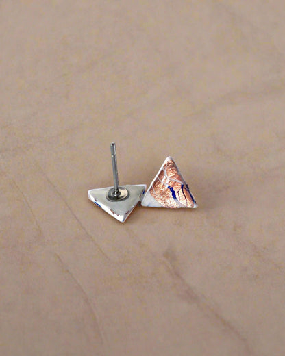 Marble triangle earrings with gold foil - Ollijewelry