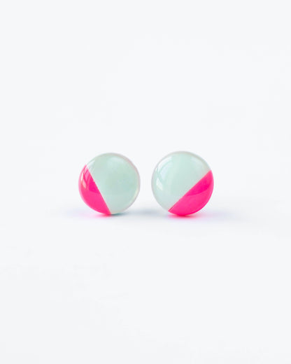 Mint and fuchsia delicate studs - Ollijewelry