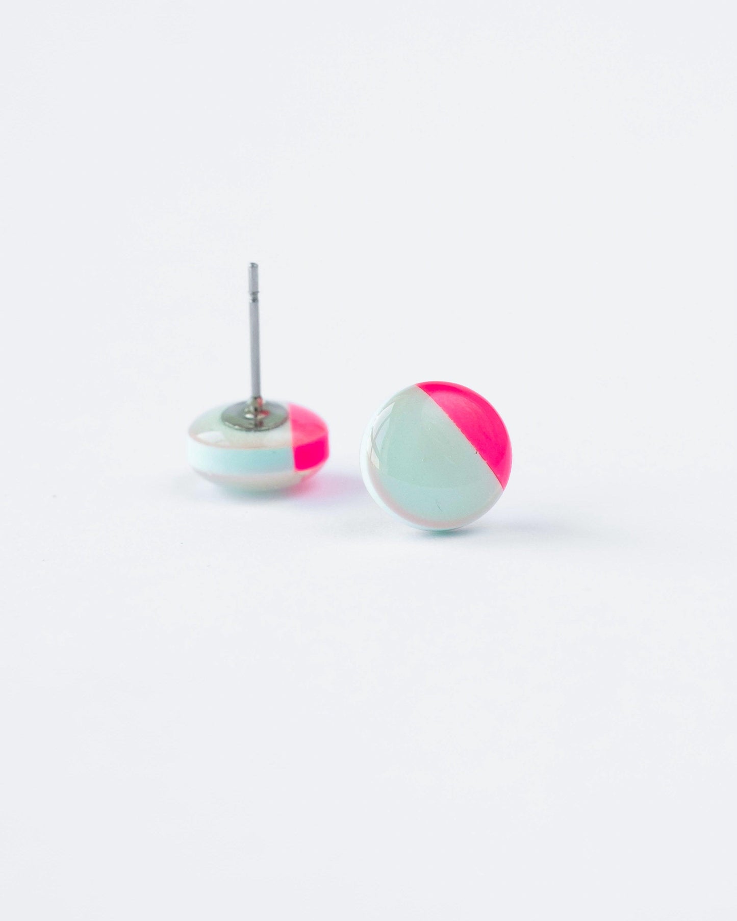 Mint and fuchsia delicate studs - Ollijewelry