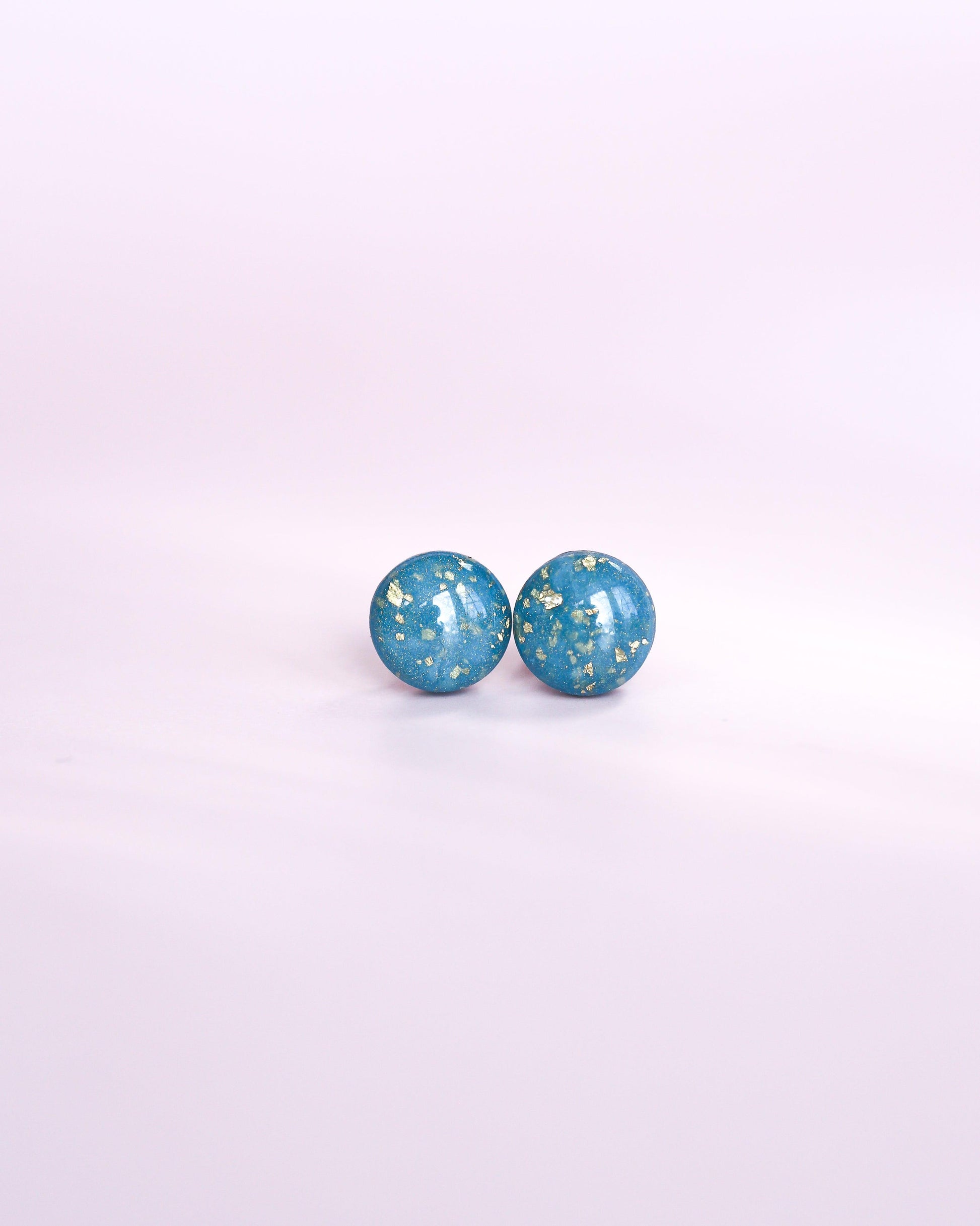 Ocean blue studs earrings with surgical steel posts - Ollijewelry